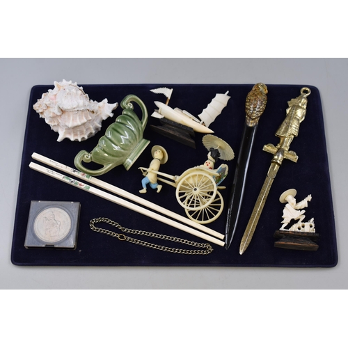 101 - Mixed Items to Include Decorative Shell, Coin, Letter Openers, Chopsticks and More