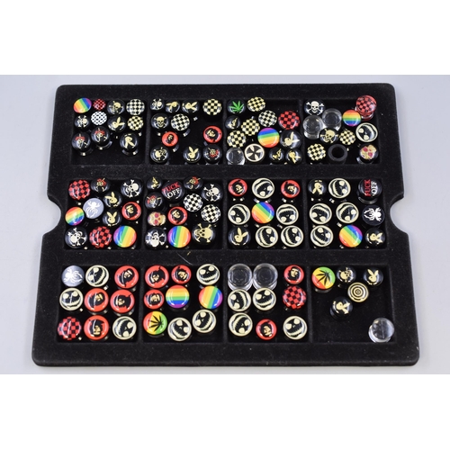 112 - Selection of Various Medium Sized Ear Stretching Piercings. Che Guevara, Pirate, Playboy, Rainb... 