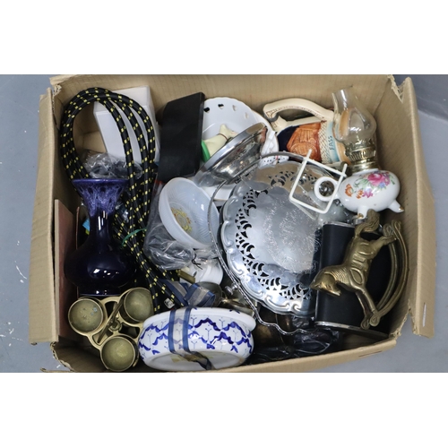 749 - Large Mixed Lot to Include Pencils, Extension Leads, Pewter with Lid, Ceramics, Hip Flask and More