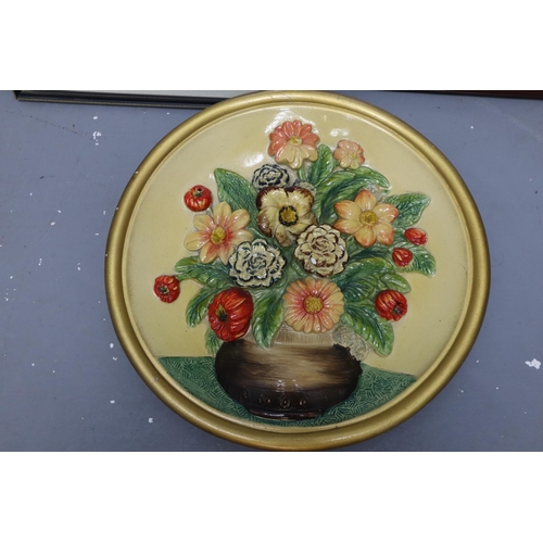 751 - Chalkware Floral Plate (14