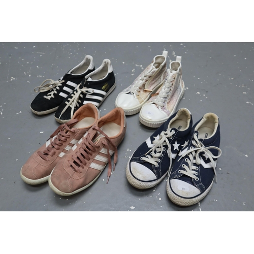 756 - Four Pairs of Shoes, Adidas Gazelle's, Converse and More (Various Sizes)