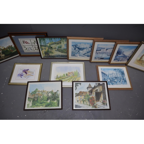 758 - Twelve Pieces of Framed and Glazed Artworks To Include Four Prints 'Brunet', One Embroidery Piece, T... 