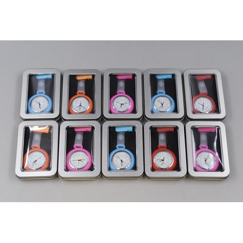 449 - Ten Brand New Nurse Watches in Various Colours