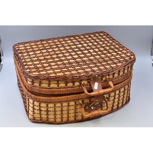 811 - Rattan Picnic Basket containing Mugs, Plates, Cutlery and Storage Containers