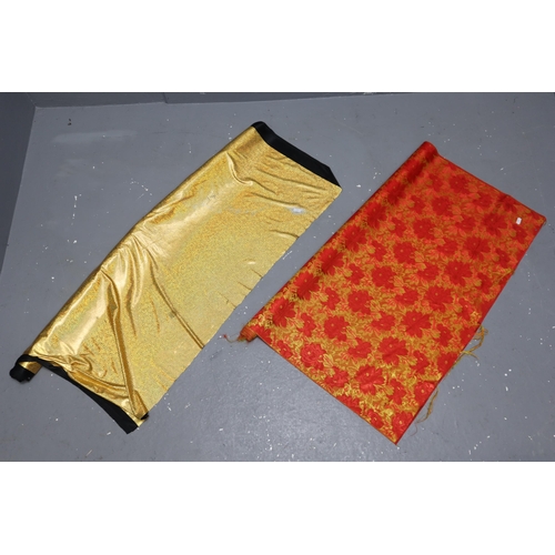 642 - Two Rolls of Quality Material to include a Large Quantity of Glittery Gold Satin Material and a larg... 