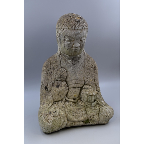 645 - A Concrete Garden Buddha Figure, Approx 18.5