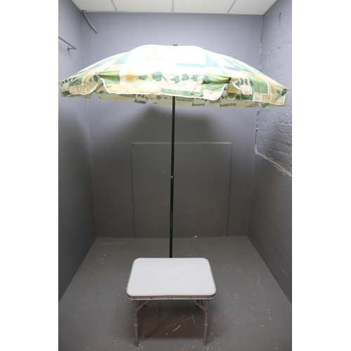 651 - Camping Table and Parasol With Stand