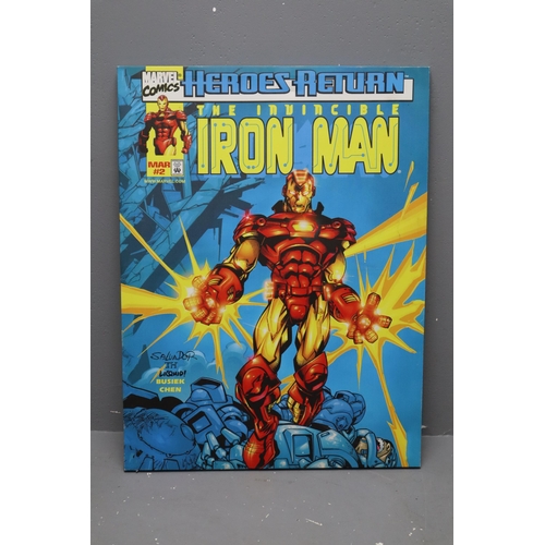 656 - A Marvel Comics 'The Invincible Iron Man' Wall Canvas. Approx 32