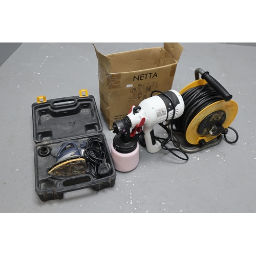 797 - Selection Including NETTA 800ml Spray Gun and MAC Allister Palm Grip Detail Sander (Both Powers On W... 