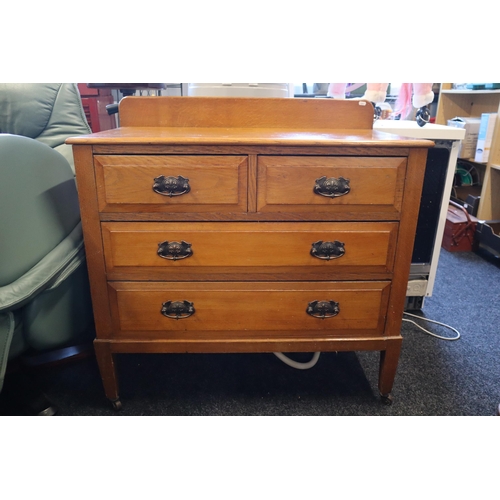 601 - Fine Quality Edwardian Satin Wood Chest of Four Drawers (2 small over 2 large) Dressed with Metal Dr... 