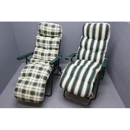 661 - Pair of Folding Garden Lounging Chairs with Cushions