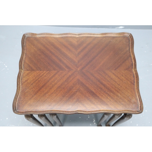 603 - Vintage Set of Three Wood Nesting Tables With Raised Edges, Largest Table approx 20