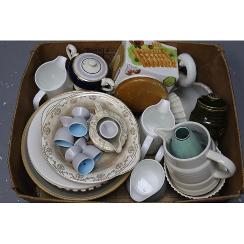 819 - Two Boxes of Ceramics To Include Japanese Mount Fuji Tea/Dinner Service (Incomplete and AF), Swan Pl... 