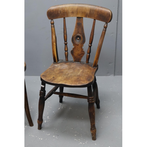 604 - Victorian Beech & Elm Kitchen Chair with Bullseye back and a Early 20th Century European Bentwoo... 