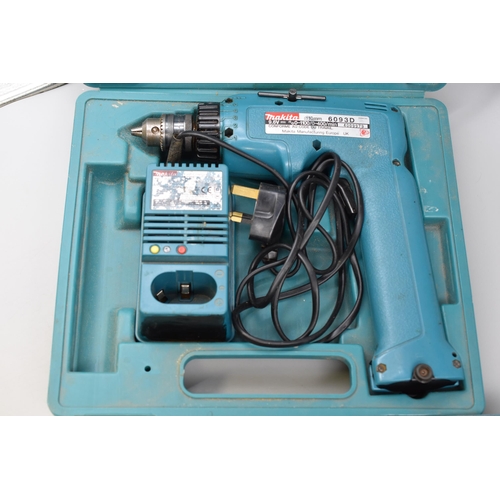 674 - Two Cased Makita Cordless Battery Operated Drills both with Batteries and Chargers (6017D / 6093D) b... 