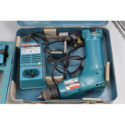 674 - Two Cased Makita Cordless Battery Operated Drills both with Batteries and Chargers (6017D / 6093D) b... 