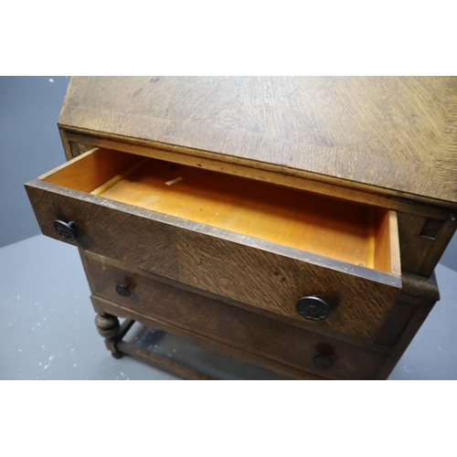 617 - Vintage Three Drawer Writing Bureau with Various Interior Compartments (3' 3