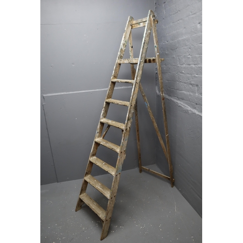 576 - A Set of Wooden Eight Rung Decorators Ladders, Approx 7ft Tall