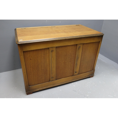 593 - Vintage Light Oak Storage Chest with Hinged Lid (36