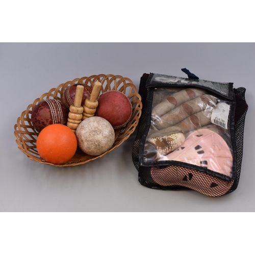 204 - Selection of Cricket Items Such as Balls and Gloves