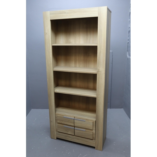 611 - Four Shelved Light Oak Display Unit With Underneath Storage (5' 9