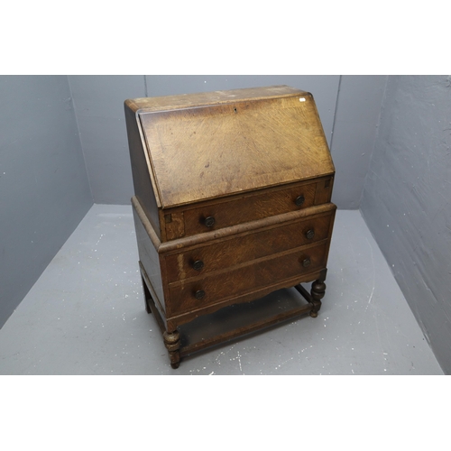 617 - Vintage Three Drawer Writing Bureau with Various Interior Compartments (3' 3