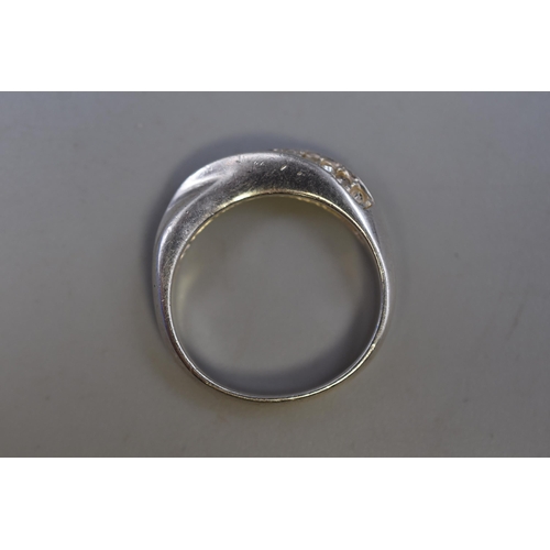 7 - A 925. Silver Clear Stoned Cross Ring, Size P