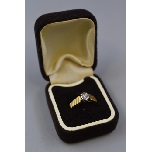 9 - Hallmarked 18ct Gold Solitaire Ring Complete with Presentation Box