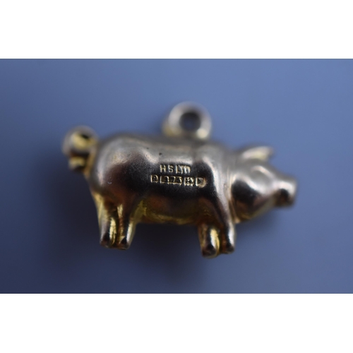 38 - A Selection of Gold 9ct Charms to include Two Pigs, a Dog and a Fish