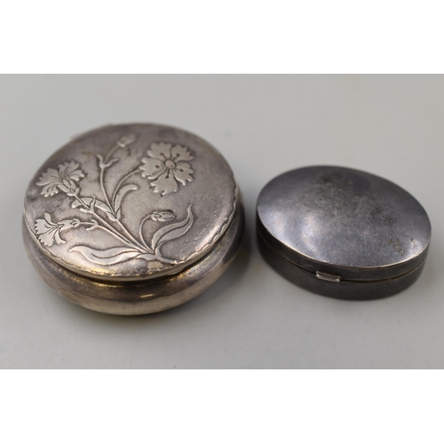 43 - Two Silver Boxes To Include Hallmarked London 1956, And Sterling Silver Box With Floral Design