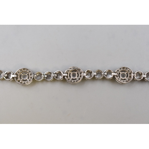 48 - Silver 925 Marcasite Multi Stoned Bracelet Complete with Presentation Box