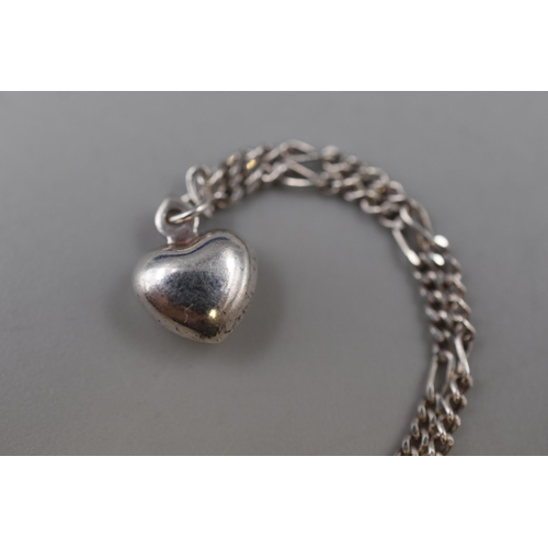 49 - Silver 925 Heart Droplet Bracelet Complete in Presentation Box