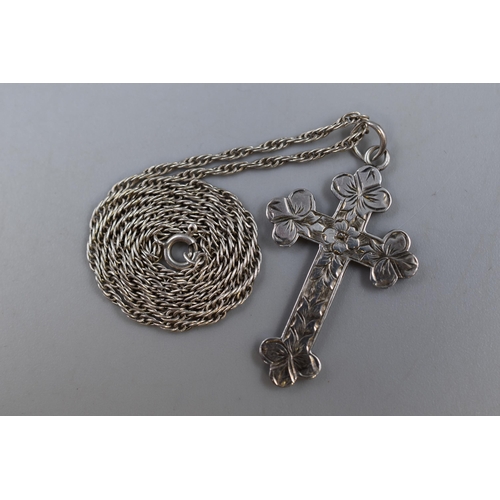 52 - Hallmarked Silver Cross Pendant on Chain