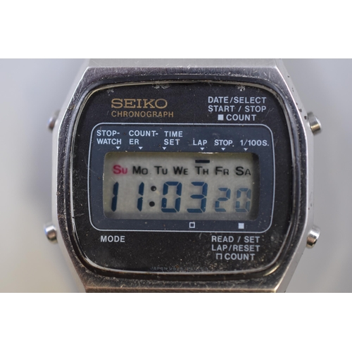 96 - A Seiko 1980's Digital Chronograph Watch (M929-5010) With Original Strap, Working.