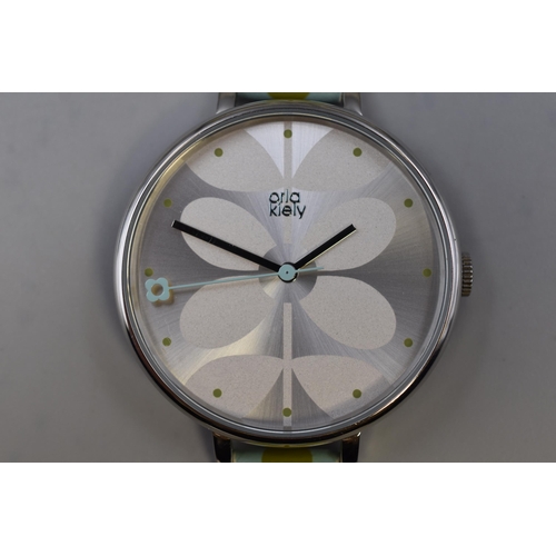 100 - An Orla Kiely 'Time' 1970's Style Ladies Floral Quartz Watch, In Presentation Box