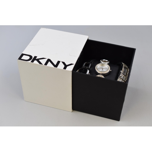 102 - Three Ladies DKNY Designer Watches, Working. One With Broken Strap