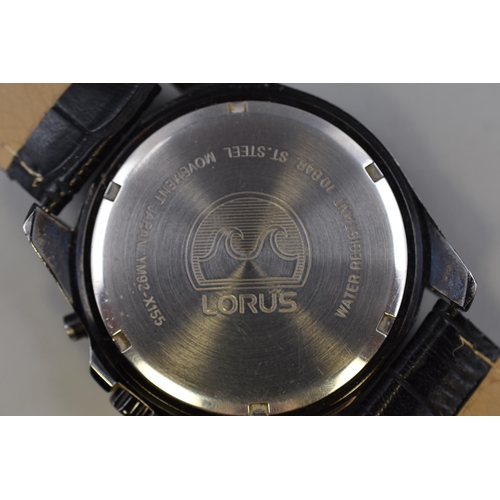 105 - A Lorus Black Tone Chronograph Watch, Working