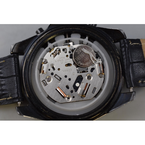 105 - A Lorus Black Tone Chronograph Watch, Working