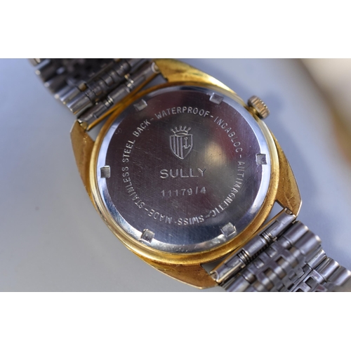 110 - A Vintage Gold Plated Sully Special 17 Jewels Mechanical Swiss Watch, In Presentation Box. Working