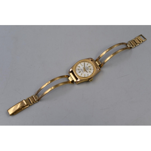 116 - A Camy Seven Seas 25 Jewels Automatic Gold Tone Ladies Watch, Working