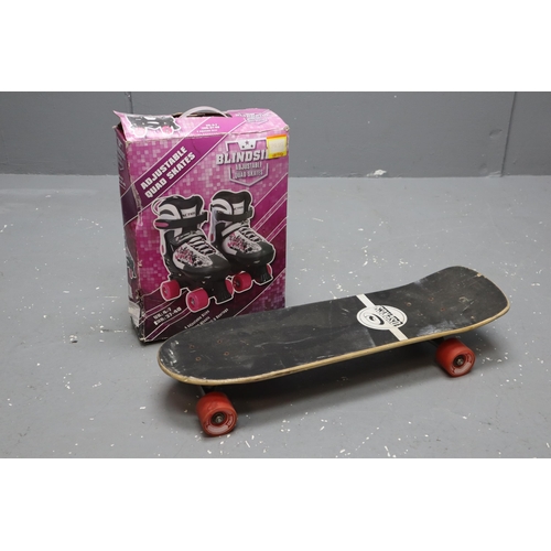 754 - An Osprey Skateboard & Some Boxed Blindside Adjustable Quad Skates (UK Size 4-7)