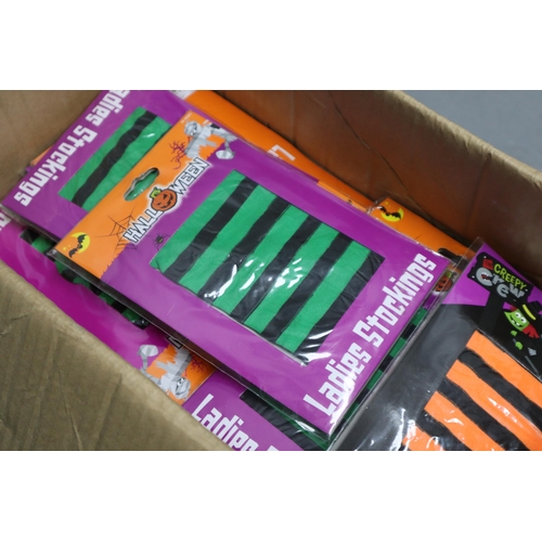 808 - A Large Selection of Halloween Items In Packaging To Include Ladies Stockings, Wound Sleeves, Hair B... 