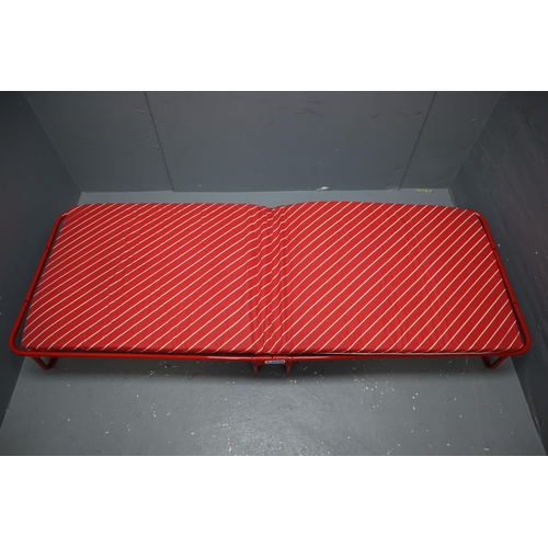 758 - Red Metal Frame Folding Cramp Bed Approx 75