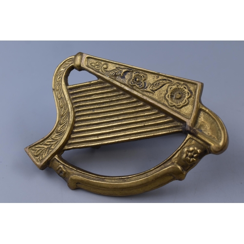 332 - Vintage Brass Harp Shaped Door Knocker