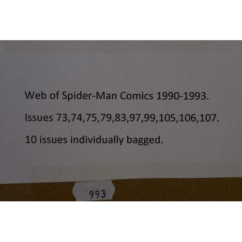 447 - Ten Issues Web of Spider-Man Comics 1990-1993 (Issues 73, 74, 75, 79, 83, 97, 99, 105, 106, And 107)