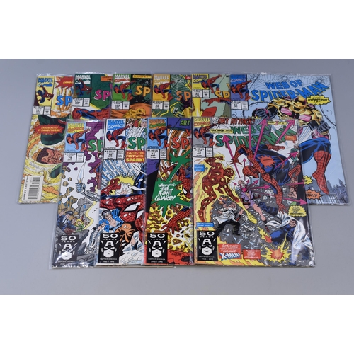 447 - Ten Issues Web of Spider-Man Comics 1990-1993 (Issues 73, 74, 75, 79, 83, 97, 99, 105, 106, And 107)