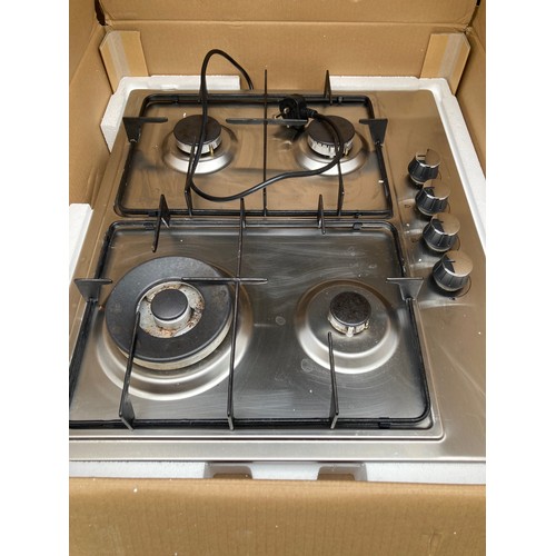 484 - Belling gas hob, BEL GHU 602GC Sta. In working condition with instruction manual, one knob has a sli... 