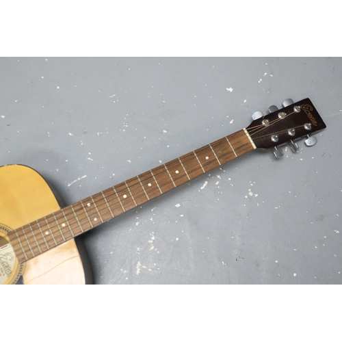 527 - An Encore W255 Acoustic Guitar, e String Needs Replacing