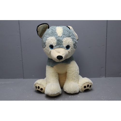 597 - A Large Soft Cream and Grey Husky Toy, Approx 32