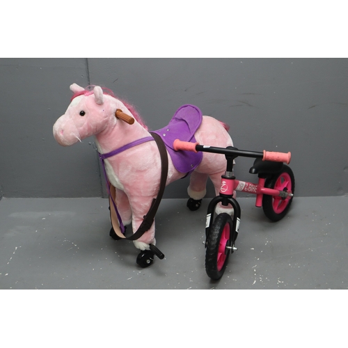 606 - Pink Child Rocking Horse & A Pink Balance Bike